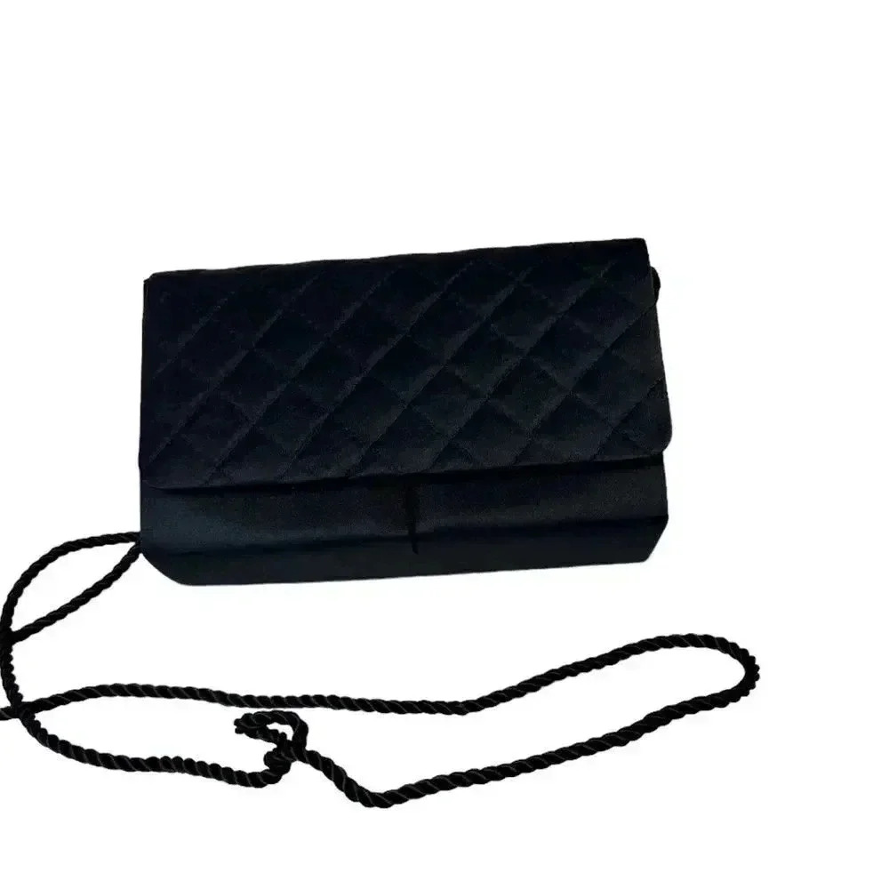 ✅ 3 for $15 ✅ Saks Fifth Avenue quilted Black evening Bag with corded strap